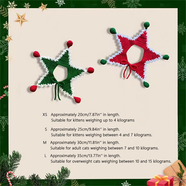 Écharpe de chat de Noël - Cravates festives au crochet pour l’habillage des animaux de compagnie et la décoration des fêtes