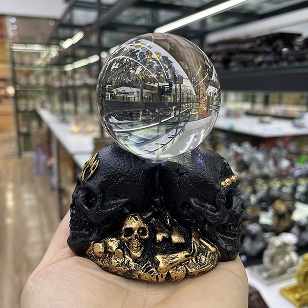 Three Skulls Resin Craft Decoration Ball Stand