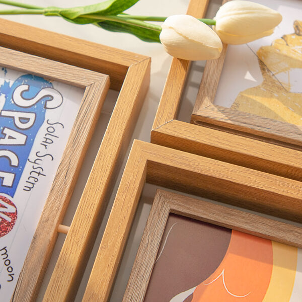 Photo Frame Specimen Frame Wooden Rotating Square Double-sided Transparent