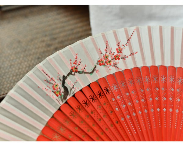 Hand Folding Fan Ancient Style Hand-painted Plum Blossoms