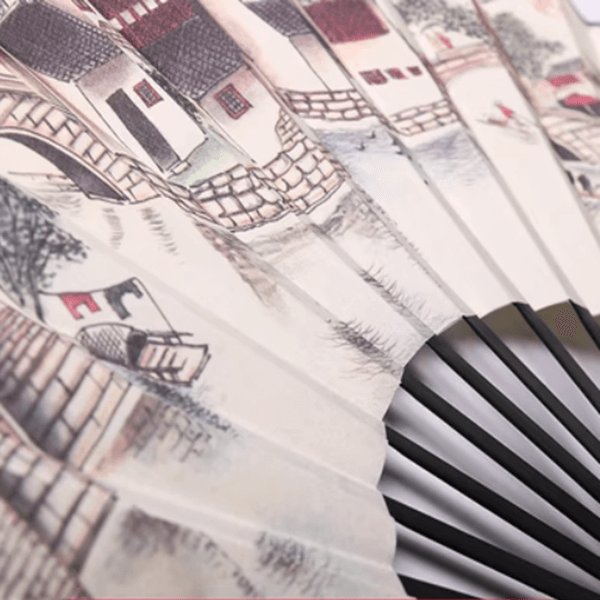 Chinese Style Silk Bamboo Folding Fan
