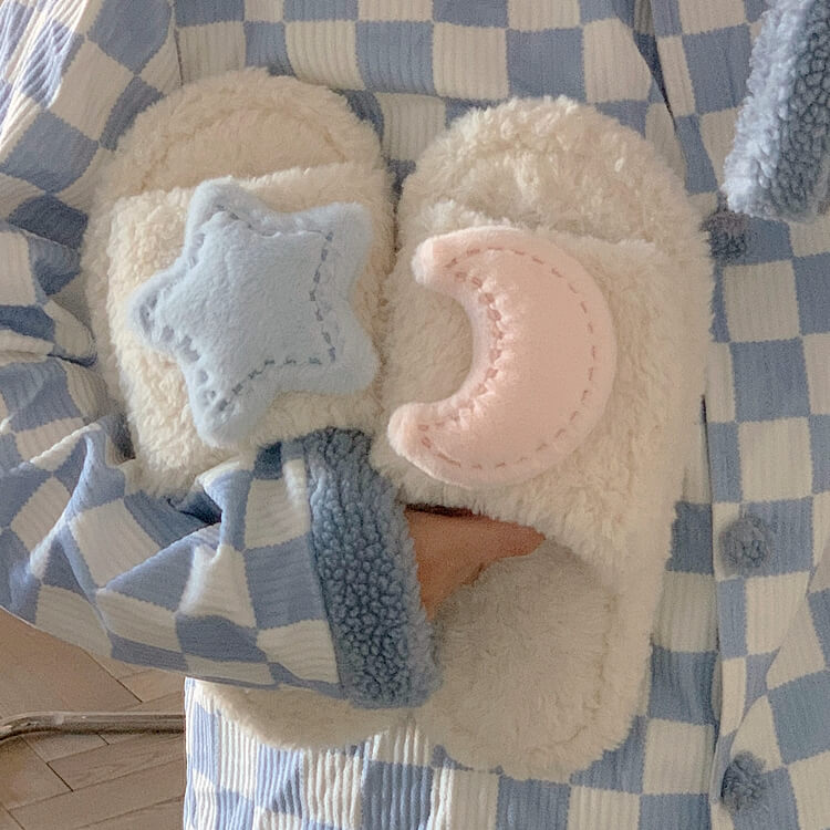 Cute Star Moon SlippersCotton Slippers, shoes, SlippersNEW TOWN BAZAAR