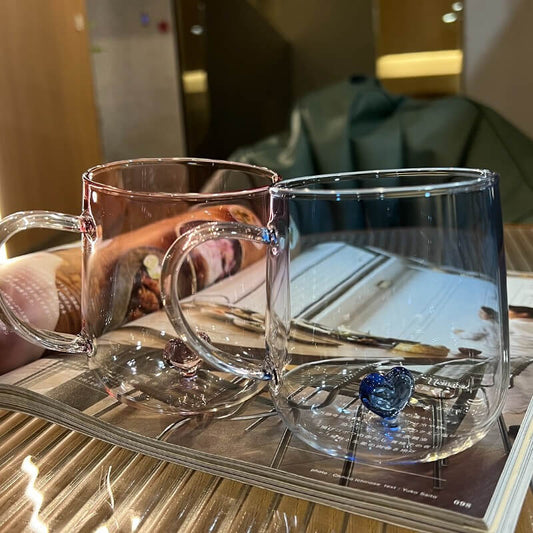 Simple Heart Glass Couple CupsHOME CUPS & MUGSNEW TOWN BAZAAR