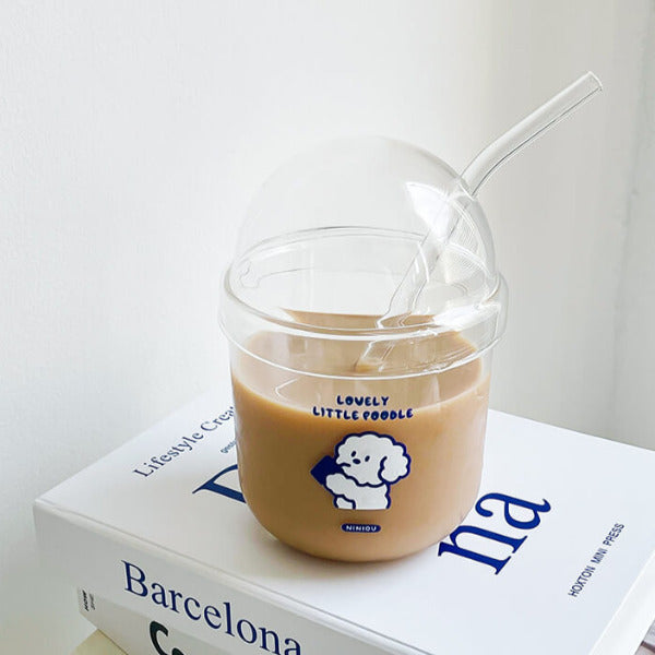 Glass tumbler with straw Adorable INS-inspired cup