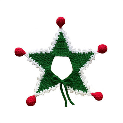 Christmas Cat Scarf - Festive Crocheted Neckwear for Pet Dress-Up and Holiday Decor
