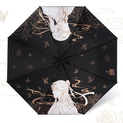 Parapluie pliable Heaven Official's Blessing Comic Characters - Semi-automatique, 21 pouces, conception à trois volets, plusieurs couleurs