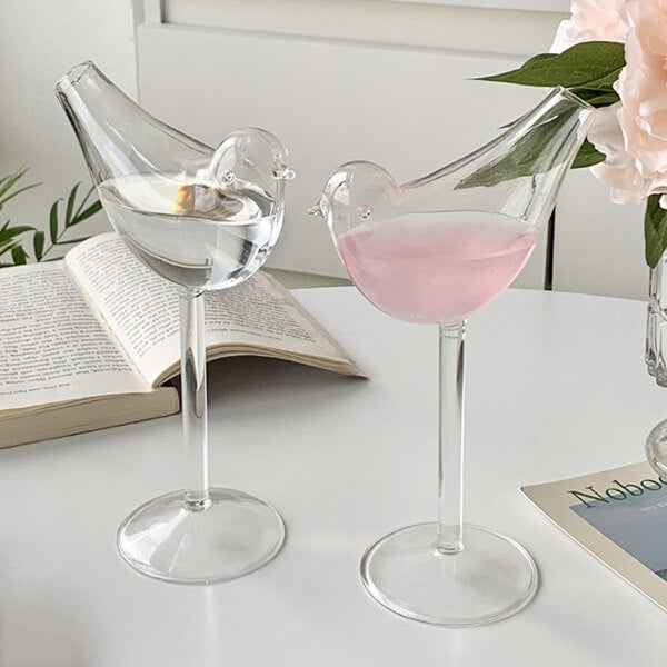 Creative Bird-Shaped Glass Goblet - Single or Pair Options