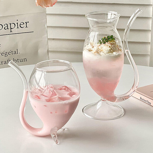 Cocktail Glass with Curved Straw