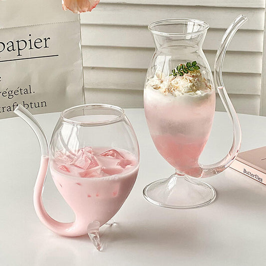 Cocktail Glass with Curved Straw