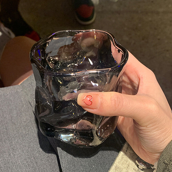 Irregular Ripples Laser-etched Glass Whiskey & Juice Tumbler
