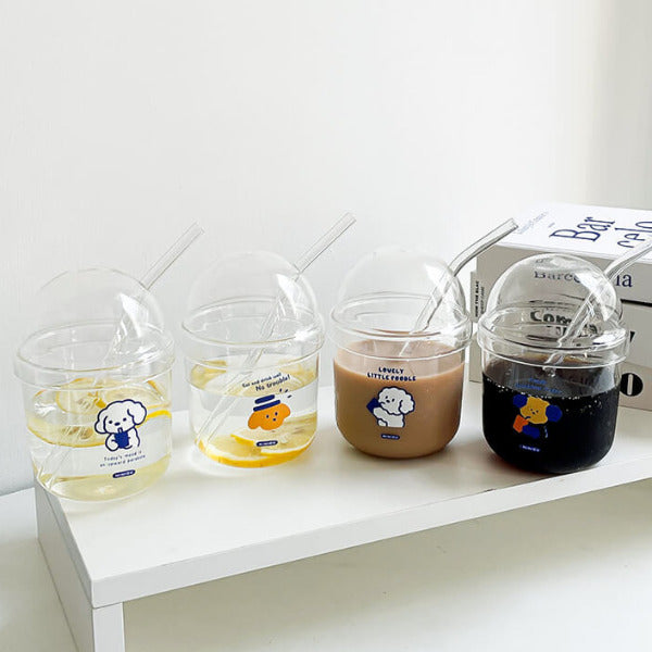 Glass tumbler with straw Adorable INS-inspired cup