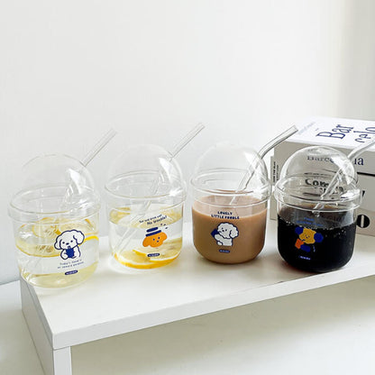 Glass tumbler with straw Adorable INS-inspired cup