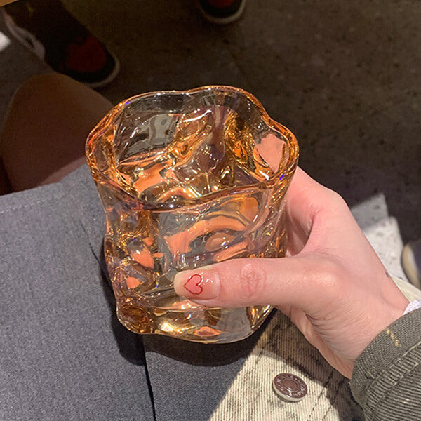 Irregular Ripples Laser-etched Glass Whiskey & Juice Tumbler