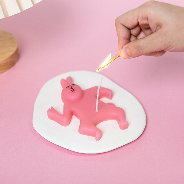 Laugh Therapy: Pink Bunny-shaped Novelty Candle with a Twist