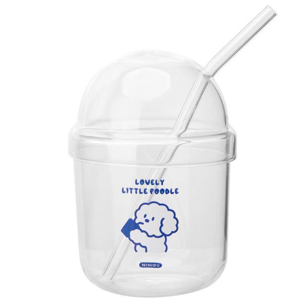 Glass tumbler with straw Adorable INS-inspired cup