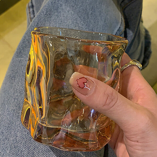 Irregular Ripples Laser-etched Glass Whiskey & Juice Tumbler