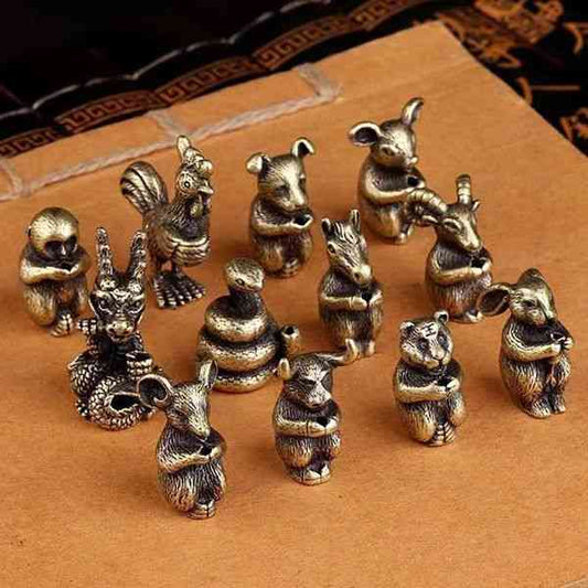 Tiny Zodiac Animal Bronze Statuettes