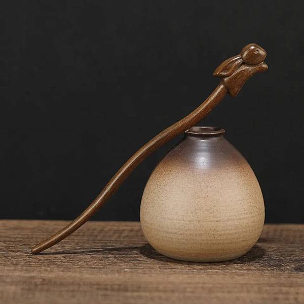 Épingle à cheveux de lapin mignon en bois fait à la main