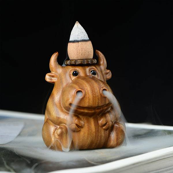 Handmade Wooden Cow Shaped Incense Holder