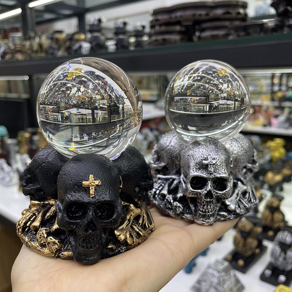 Three Skulls Resin Craft Decoration Ball Stand