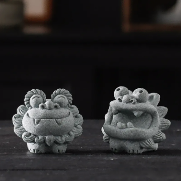 Ornement en résine pour animaux de compagnie, petit lion, thé, 1 paire