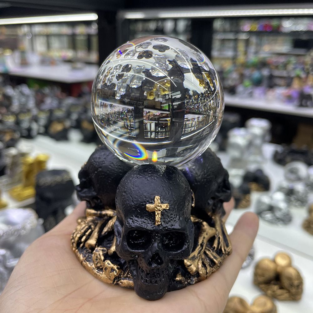 Three Skulls Resin Craft Decoration Ball Stand