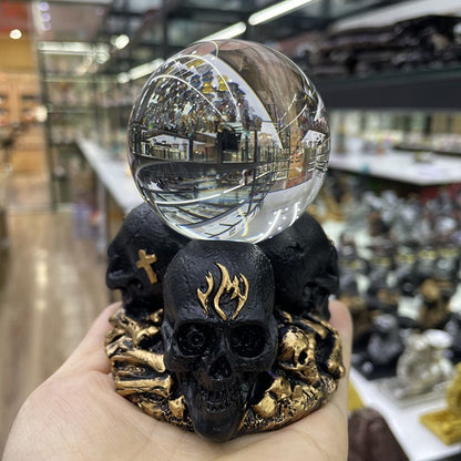Three Skulls Resin Craft Decoration Ball Stand