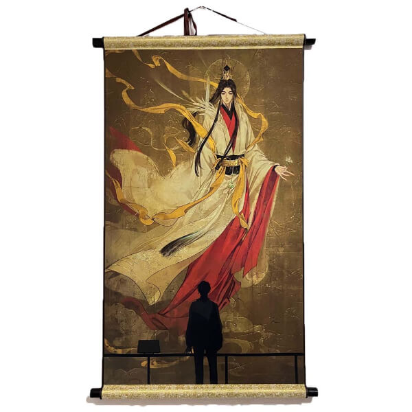 Oeuvre exquise de Xie Lian : rouleau de soie traditionnel de « Bénédiction officielle du ciel »