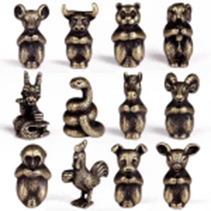 Tiny Zodiac Animal Bronze Statuettes