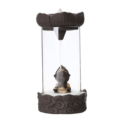 Handmade Lotus Shaped Backflow Incense Burner - Monkey King