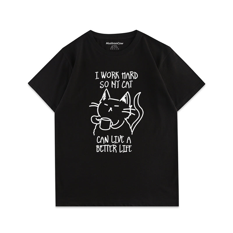 Cat Drinking Coffee T-shirt