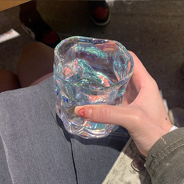 Irregular Ripples Laser-etched Glass Whiskey & Juice Tumbler