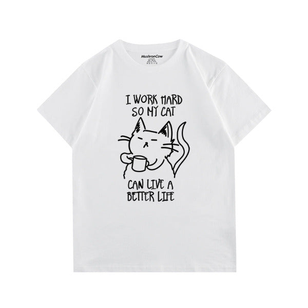 Cat Drinking Coffee T-shirt