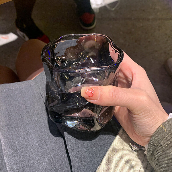 Irregular Ripples Laser-etched Glass Whiskey & Juice Tumbler