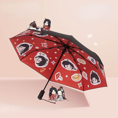 Parapluie pliable Heaven Official's Blessing Comic Characters - Semi-automatique, 21 pouces, conception à trois volets, plusieurs couleurs