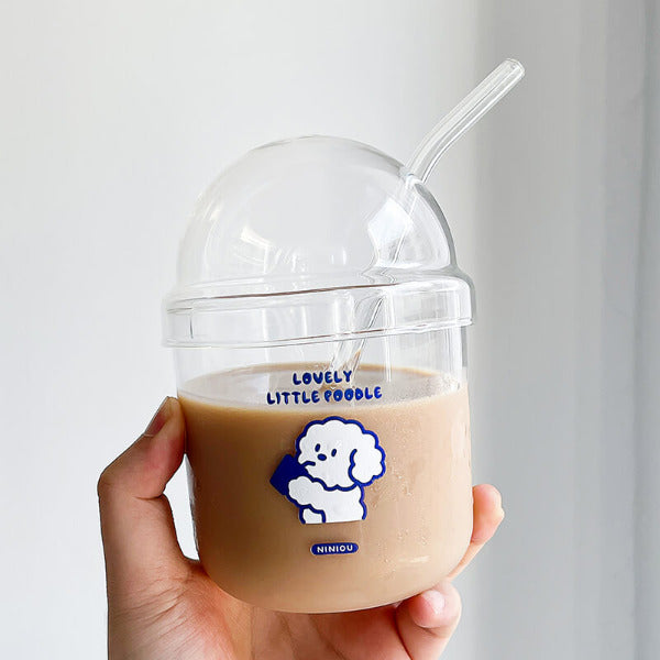 Glass tumbler with straw Adorable INS-inspired cup