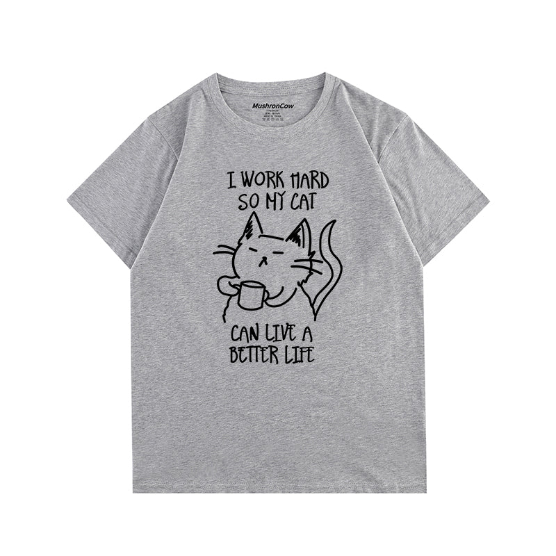 Cat Drinking Coffee T-shirt