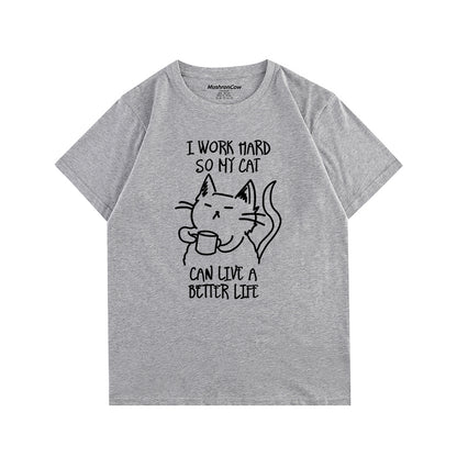 Cat Drinking Coffee T-shirt