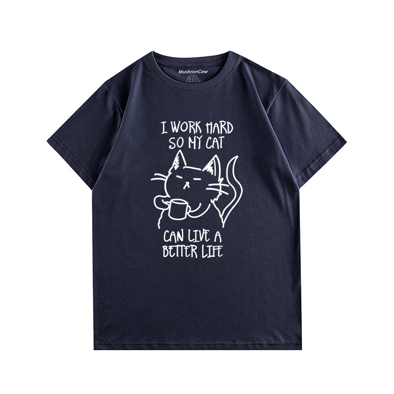 Cat Drinking Coffee T-shirt