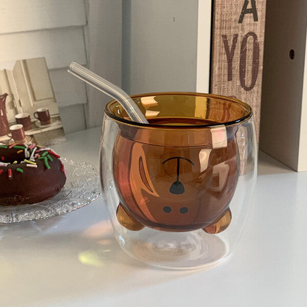 Bear-Themed Glass Cup