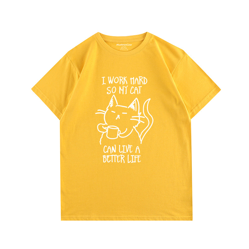 Cat Drinking Coffee T-shirt