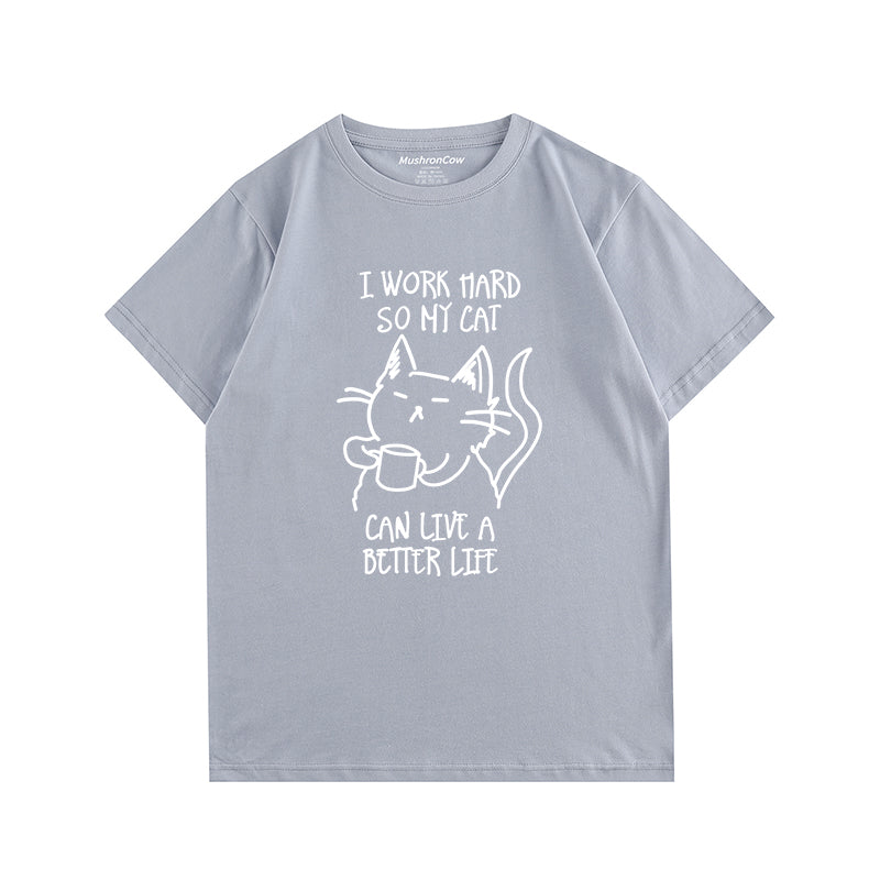 Cat Drinking Coffee T-shirt