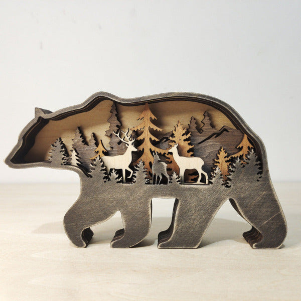 Nature-Inspired Wooden Carved Animal Indoor Wilderness Decor 