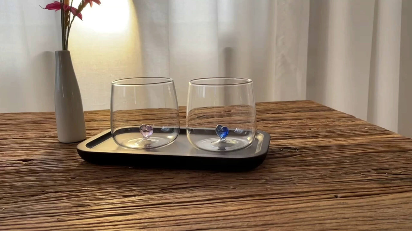 Simple Heart Glass Couple CupsHOME CUPS & MUGSNEW TOWN BAZAAR