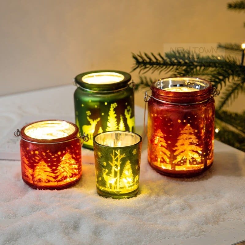 Christmas Glass CandleholdersChristmasNEW TOWN BAZAAR
