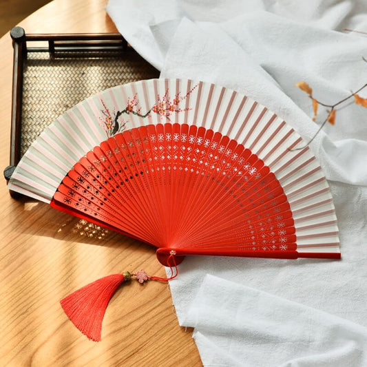 Hand Folding Fan Ancient Style Hand-painted Plum Blossoms