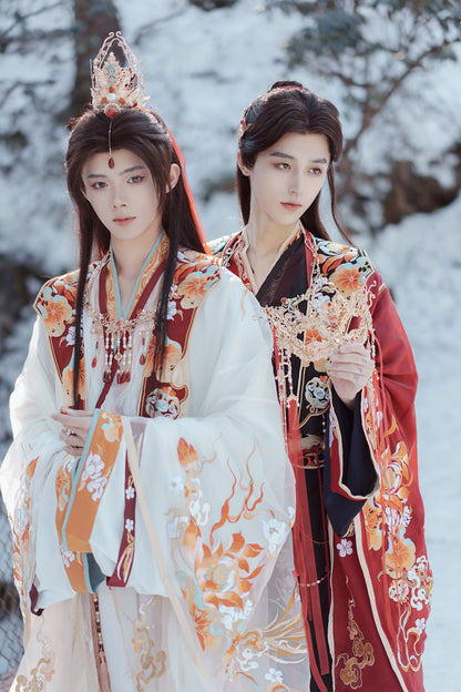 Golden Hair Crown Mask and Necklace with Red Gem Xie Lian Cosplay