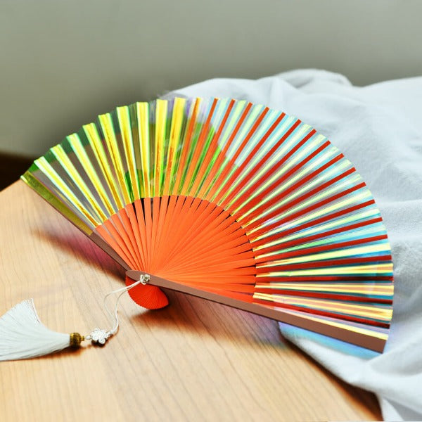Hand Folding Fan Colorful Laser Colorful Fan