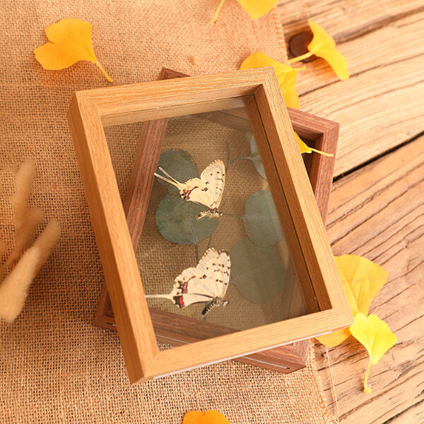 Photo Frame Specimen Frame Wood Double-sided Glass
