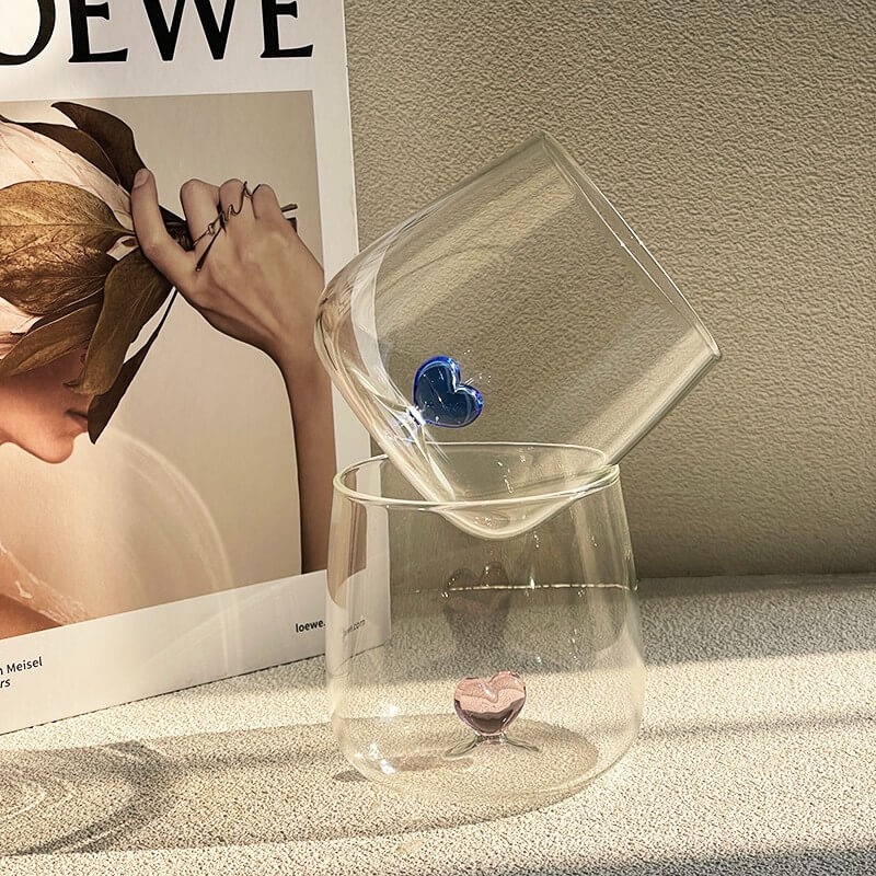 Simple Heart Glass Couple CupsHOME CUPS & MUGSNEW TOWN BAZAAR